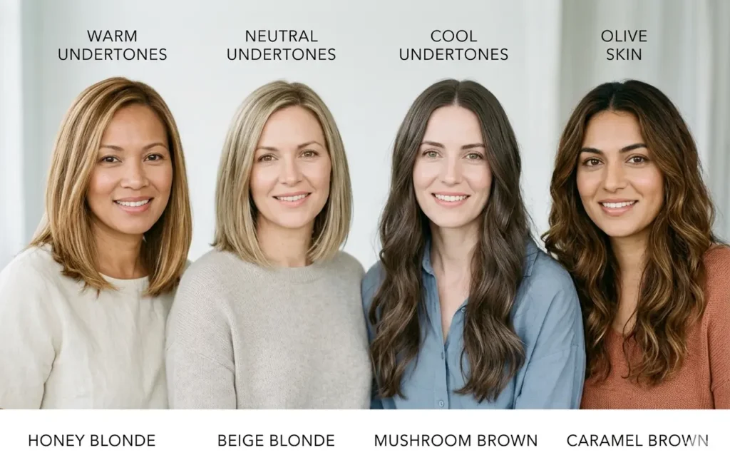Summer hair colors by undertone for warm, cool, neutral, and olive skin
