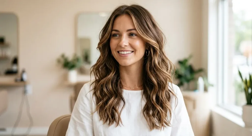 Summer hair colors for brunettes with caramel balayage and chestnut highlights