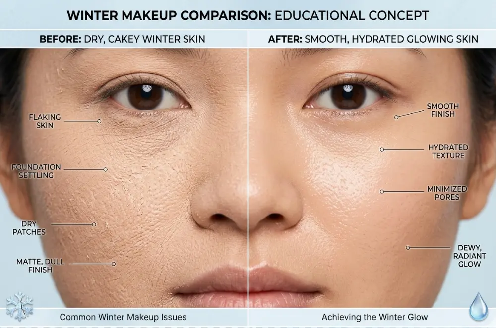 winter makeup mistakes dry vs smooth