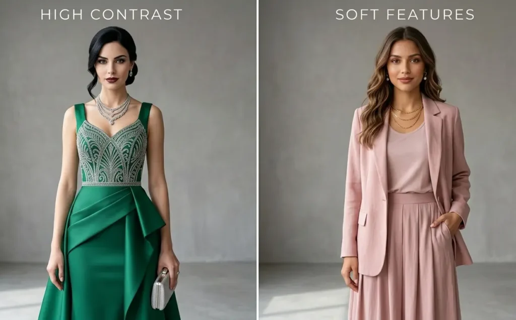 Winter vs Summer color comparison showing bold and muted tones