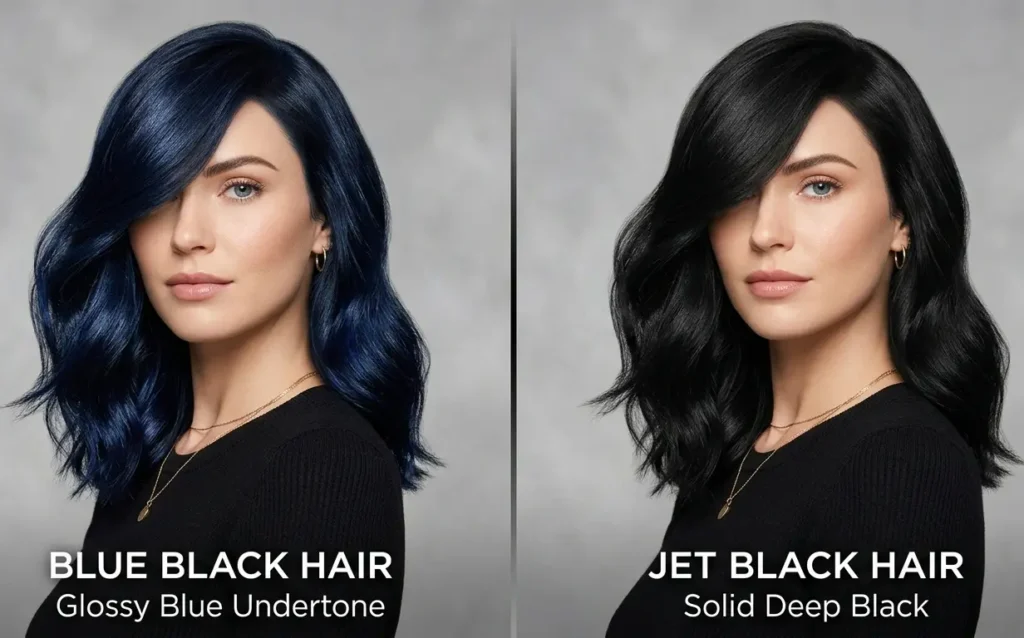 blue black vs jet black hair comparison