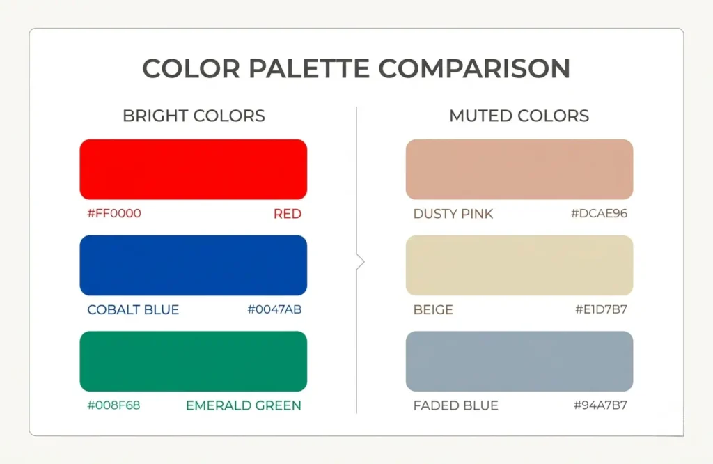bright vs muted color palette comparison