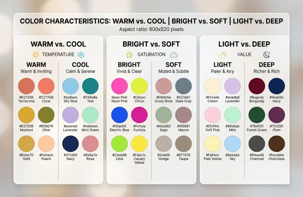 warm cool bright soft light deep color comparison guide