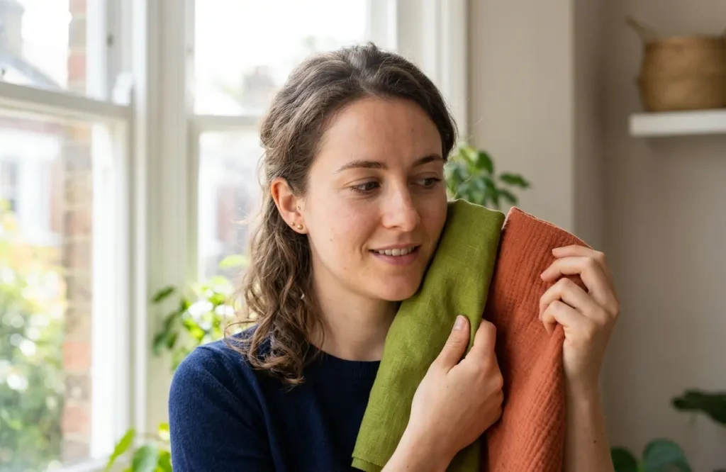 testing color season at home using fabric comparison near face