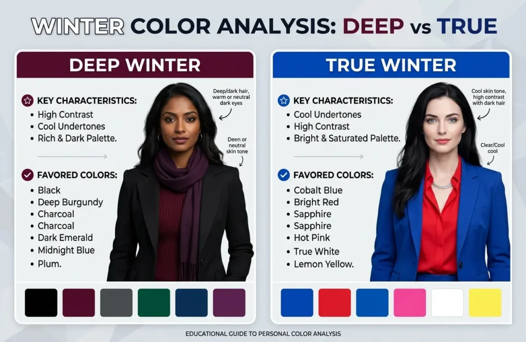 deep winter vs true winter color comparison chart