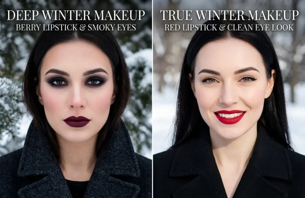 deep winter vs true winter makeup comparison