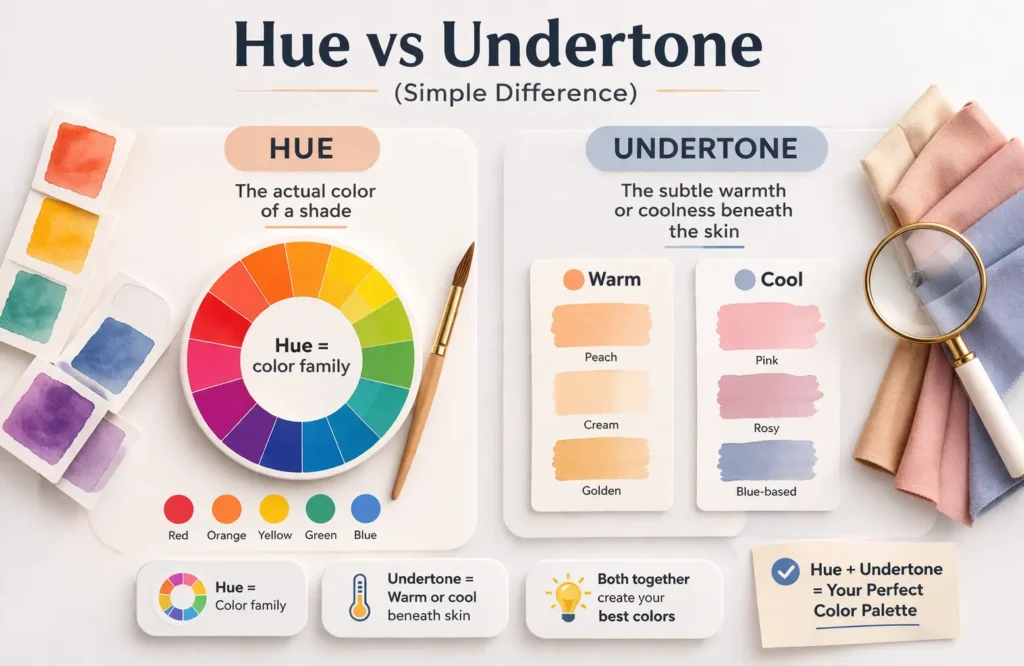 hue vs undertone difference in color analysis warm vs cool tones