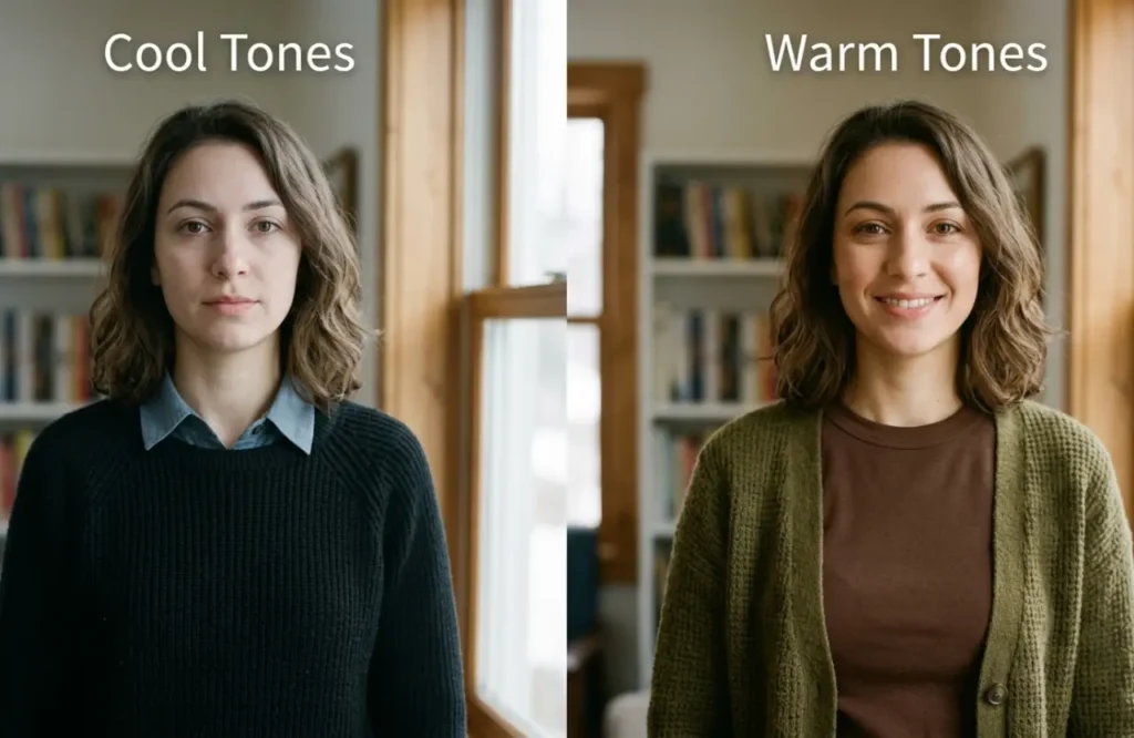 Right vs wrong colors for true autumn skin tone comparison