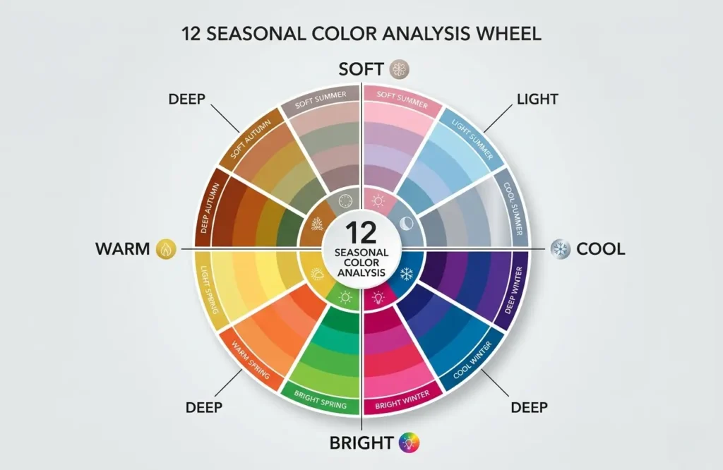 12 season color analysis wheel showing sister seasons placement