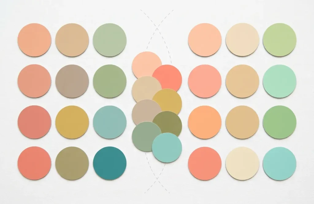 Overlapping warm colors between Soft Autumn and Light Spring palettes