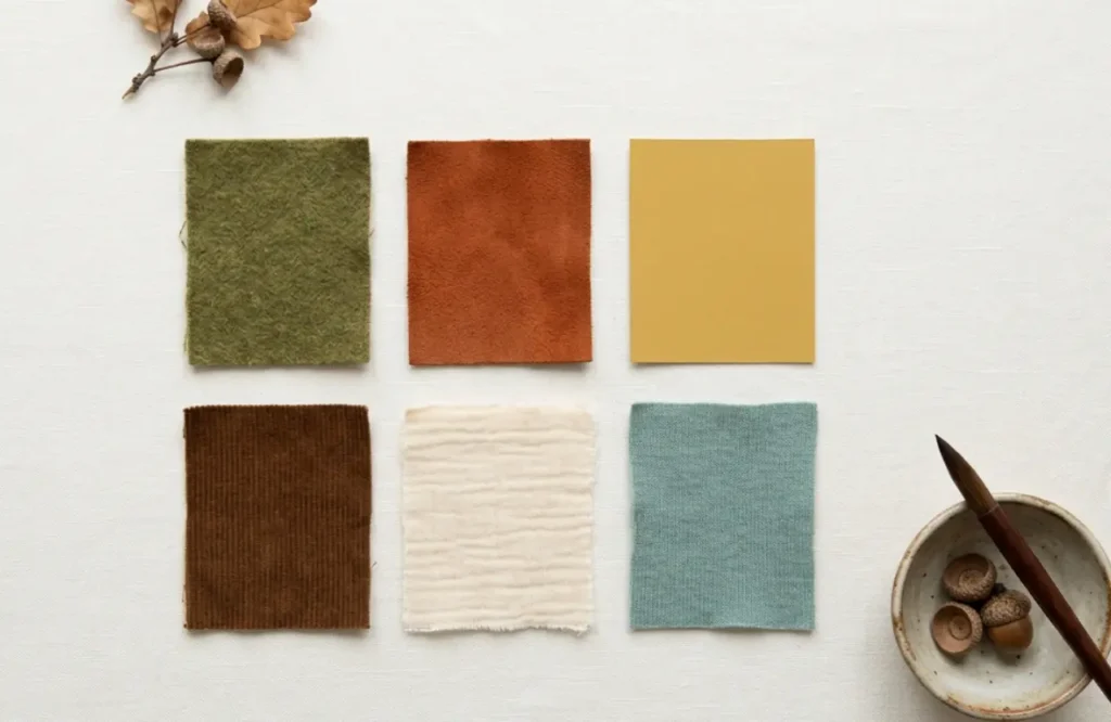True autumn color palette olive rust mustard warm tones