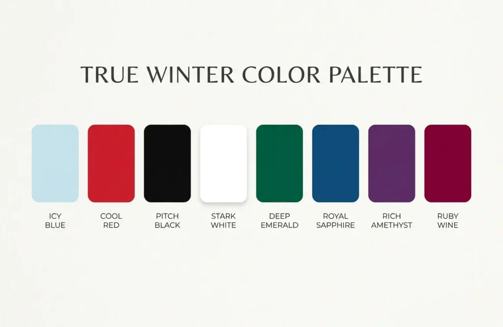 true winter color palette with cool and balanced tones