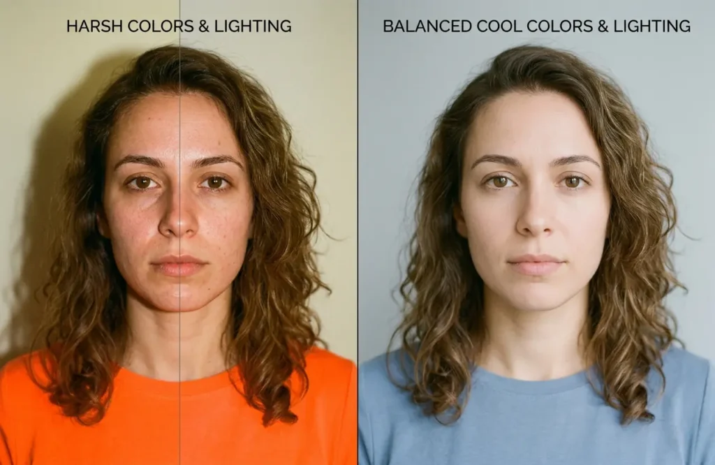 wrong vs right winter colors effect on face