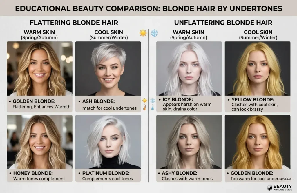 Examples of blonde shades that clash with undertones